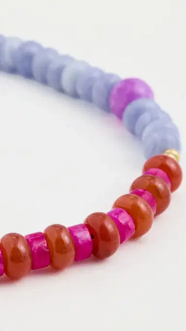 Madewell Stripe Stone Beaded Necklace Warm Wisteria One Size | Thumbnail 4