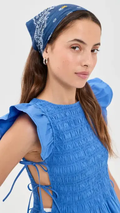 CHAN LUU Embroidered Bandana Vallarta Blue One Size | Thumbnail 3