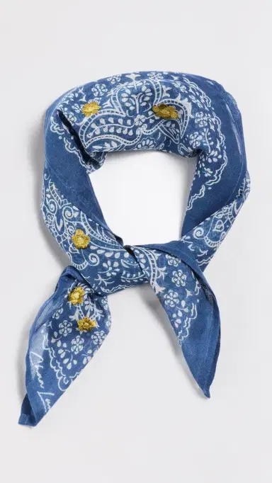 CHAN LUU Embroidered Bandana Vallarta Blue One Size | Thumbnail 4