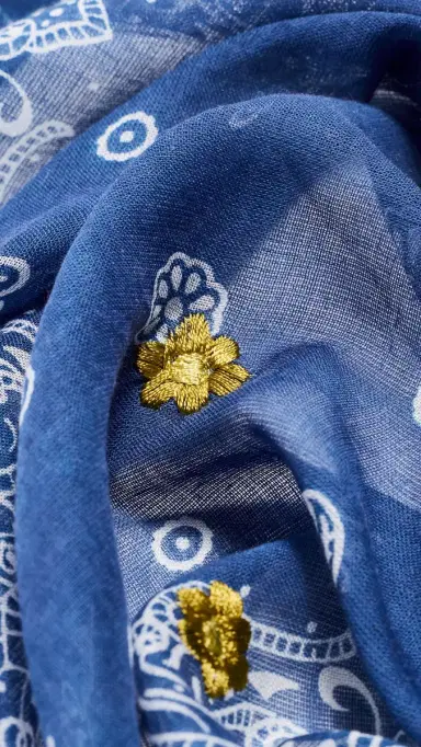 CHAN LUU Embroidered Bandana Vallarta Blue One Size | Thumbnail 5