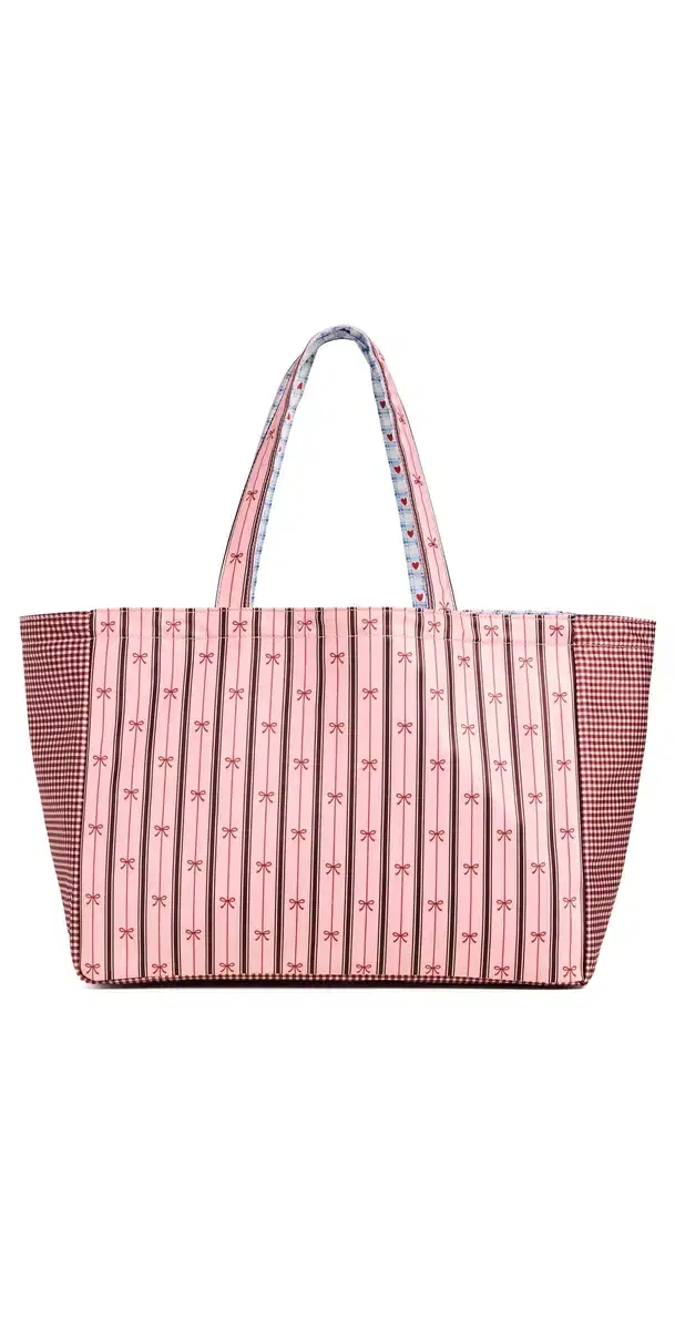 Stoney Clover Lane Agua Bendita x  Reversible Everything Tote Stripe Bow One Size