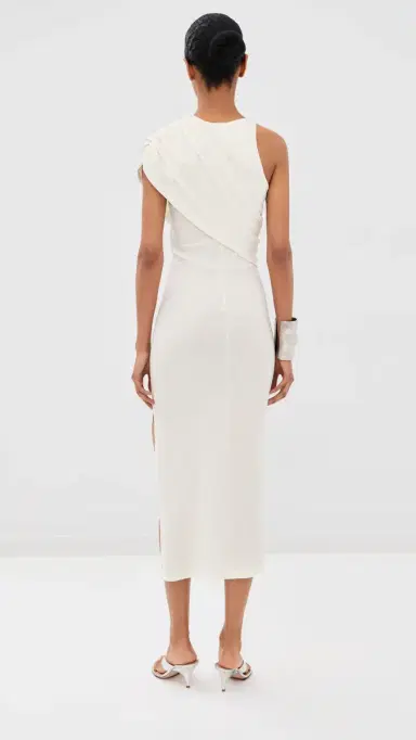 Courrèges 90's Rib Twist Midi Dress Heritage White | Thumbnail 3