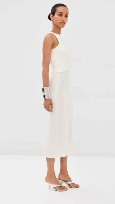 Courrèges 90's Rib Twist Midi Dress Heritage White | Thumbnail 4