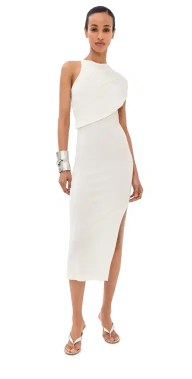 Courrèges 90's Rib Twist Midi Dress Heritage White | Thumbnail 1