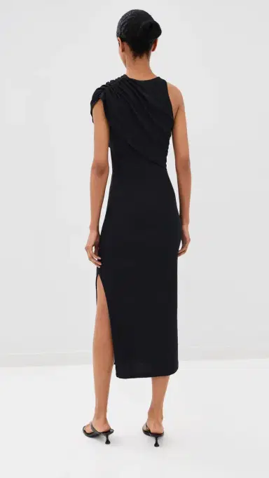 Courrèges 90's Rib Twist Midi Dress Black | Thumbnail 3