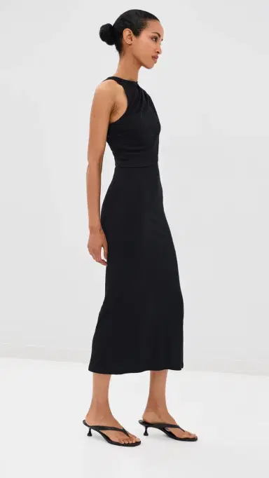 Courrèges 90's Rib Twist Midi Dress Black | Thumbnail 4