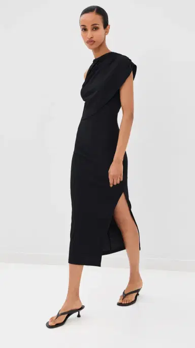 Courrèges 90's Rib Twist Midi Dress Black | Thumbnail 5
