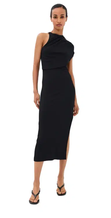 Courrèges 90's Rib Twist Midi Dress Black | Thumbnail 1