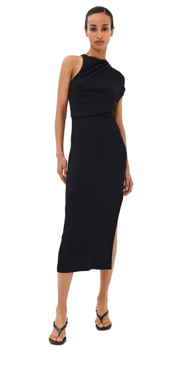90's Rib Twist idi Dress Black