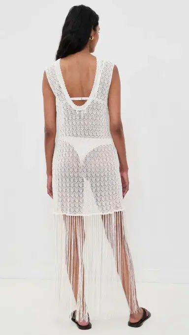 GANNI hiny Pointelle Fringe Dress Egret | Thumbnail 3 GANNI hiny Pointelle Fringe Dress Egret | Thumbnail 3
