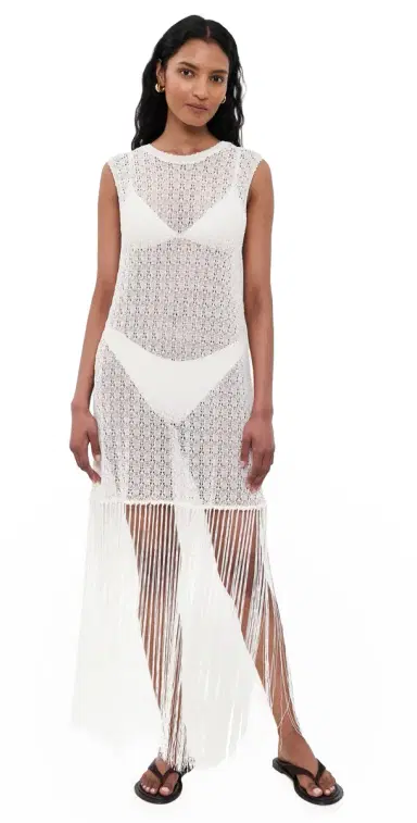 GANNI hiny Pointelle Fringe Dress Egret | Thumbnail 1 GANNI hiny Pointelle Fringe Dress Egret | Thumbnail 1