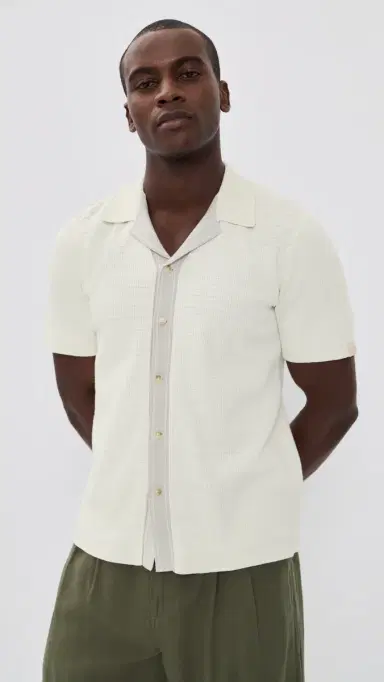rag & bone Blocked Harvey Camp hirt Chalk | Thumbnail 2