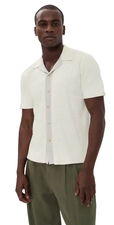 rag & bone Blocked Harvey Camp hirt Chalk | Thumbnail 1