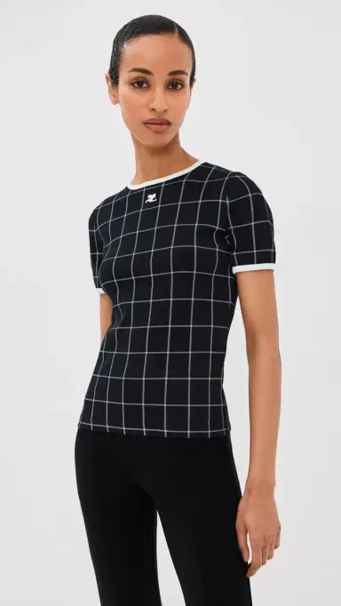 Courrèges ignature Contrast T-Shirt Black/Heritage White | Thumbnail 2