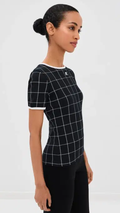 Courrèges ignature Contrast T-Shirt Black/Heritage White | Thumbnail 4