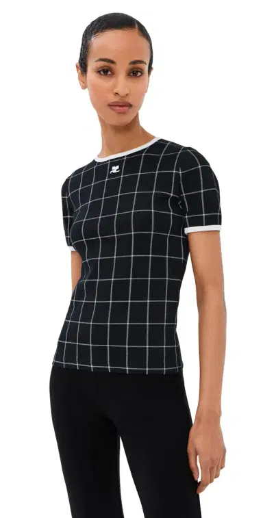 Courrèges ignature Contrast T-Shirt Black/Heritage White | Thumbnail 1