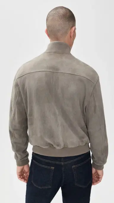 FRAME Rib Collar Suede Jacket Smoky Green | Thumbnail 4 FRAME Rib Collar Suede Jacket Smoky Green | Thumbnail 4