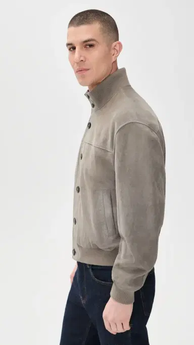 FRAME Rib Collar Suede Jacket Smoky Green | Thumbnail 5 FRAME Rib Collar Suede Jacket Smoky Green | Thumbnail 5
