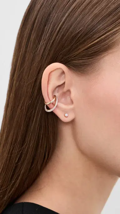 Otiumberg Pave Double Ear Cuff Gold One Size | Thumbnail 3