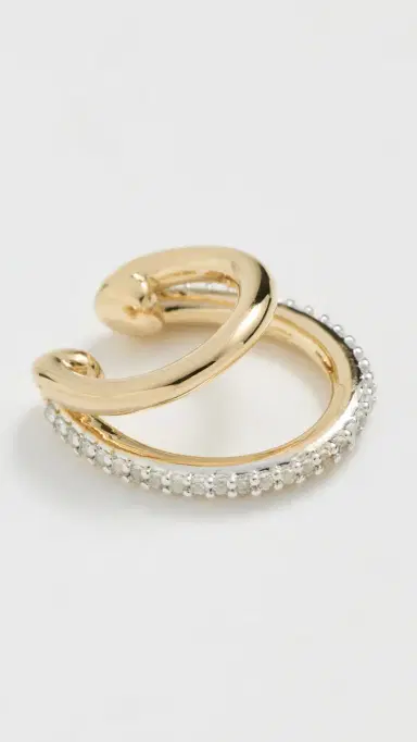 Otiumberg Pave Double Ear Cuff Gold One Size | Thumbnail 4