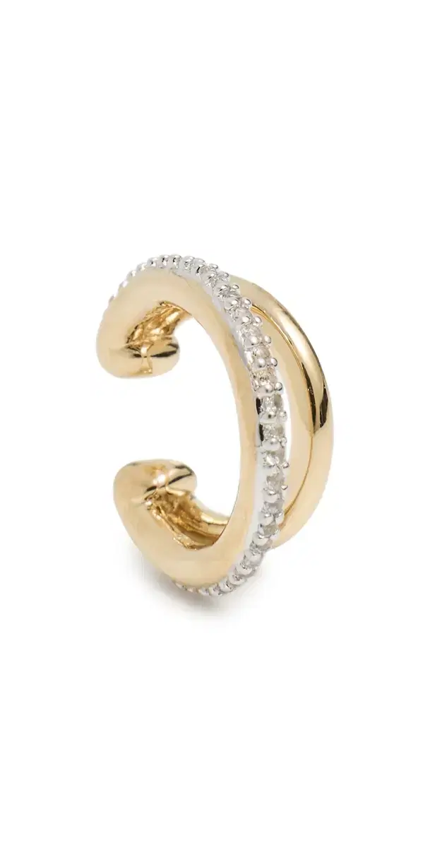 Otiumberg Pave Double Ear Cuff Gold One Size