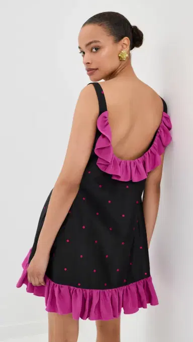 Caro Editions ylvia Dress Black/Pink Dots | Thumbnail 2