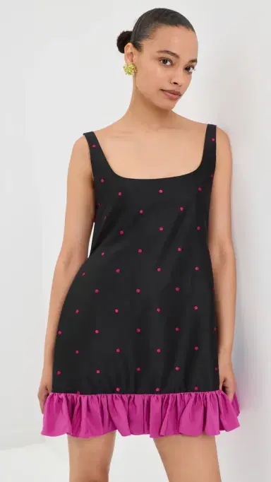 Caro Editions ylvia Dress Black/Pink Dots | Thumbnail 3