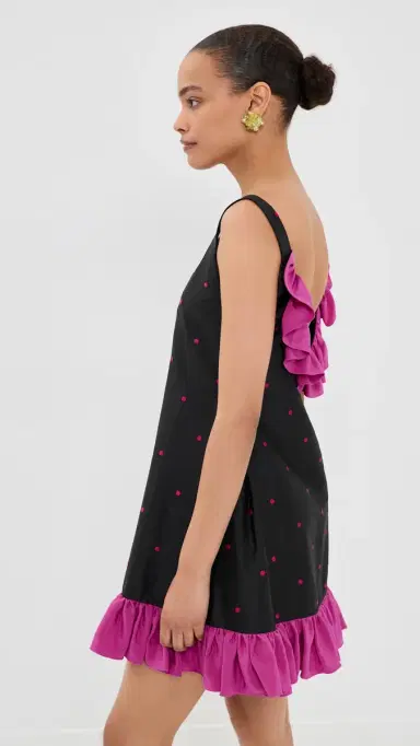 Caro Editions ylvia Dress Black/Pink Dots | Thumbnail 4