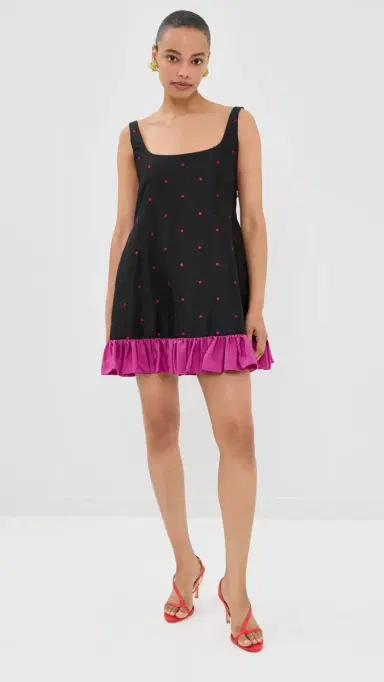 Caro Editions ylvia Dress Black/Pink Dots | Thumbnail 5