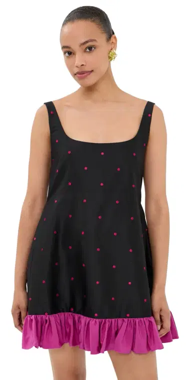 Caro Editions ylvia Dress Black/Pink Dots | Thumbnail 1