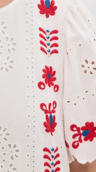 Sea Catharina Embroidered Short Sleeve Midi Dress Cream S | Thumbnail 6 Sea Catharina Embroidered Short Sleeve Midi Dress Cream S | Thumbnail 6