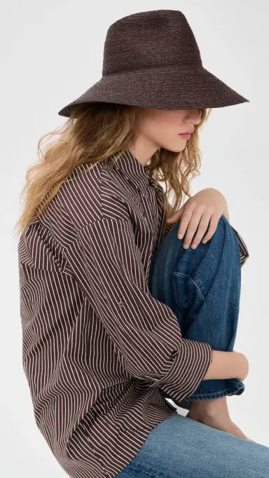 JANESSA LEONE Colette Straw Hat Chocolate S | Thumbnail 3 JANESSA LEONE Colette Straw Hat Chocolate S | Thumbnail 3