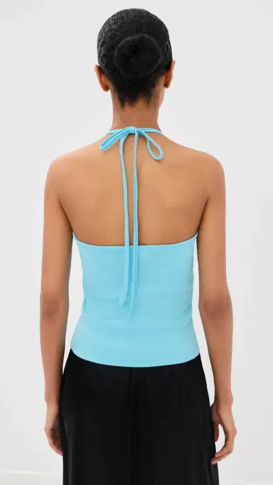 Courrèges Contrast Tie-Back Tank Top Aqua XL | Thumbnail 3