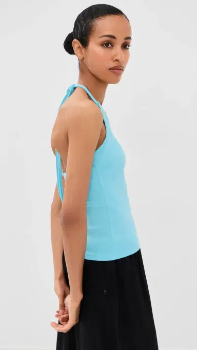 Courrèges Contrast Tie-Back Tank Top Aqua XL | Thumbnail 4