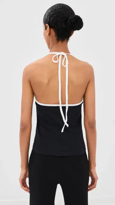 Courrèges Contrast Tie-Back Tank Top Black/Heritage White M | Thumbnail 3