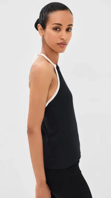 Courrèges Contrast Tie-Back Tank Top Black/Heritage White M | Thumbnail 4