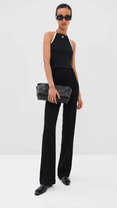 Courrèges Contrast Tie-Back Tank Top Black/Heritage White M | Thumbnail 5