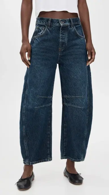 Free People Good Luck Mid Rise Barrel Jeans Deep End 27 | Thumbnail 2