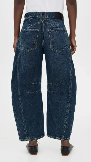 Free People Good Luck Mid Rise Barrel Jeans Deep End 27 | Thumbnail 3