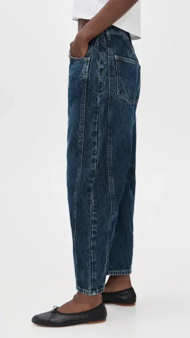 Free People Good Luck Mid Rise Barrel Jeans Deep End 27 | Thumbnail 4