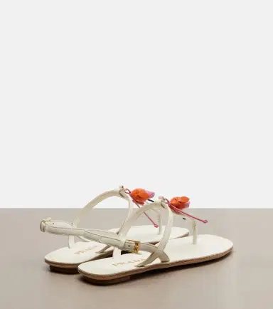 Prada Floral-appliqué leather thong sandals | Thumbnail 2 Prada Floral-appliqué leather thong sandals | Thumbnail 2