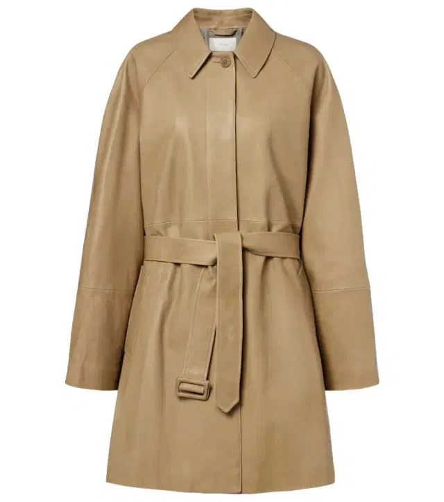 The Row Amaya belted leather car coat