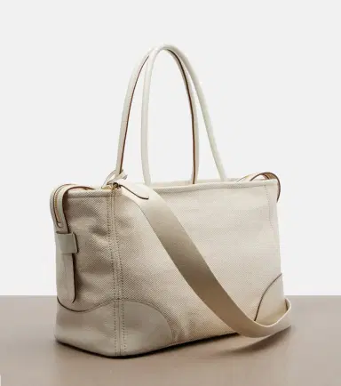 Prada Large leather-trimmed canvas tote bag | Thumbnail 2