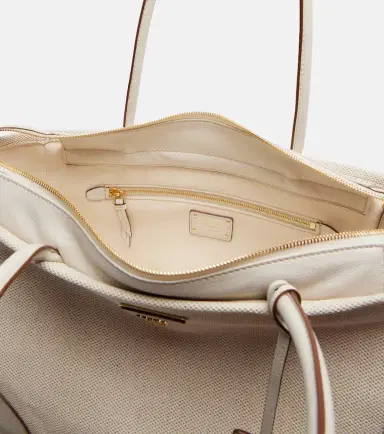 Prada Large leather-trimmed canvas tote bag | Thumbnail 4
