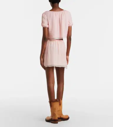 Miu Miu Layered silk chiffon miniskirt | Thumbnail 2