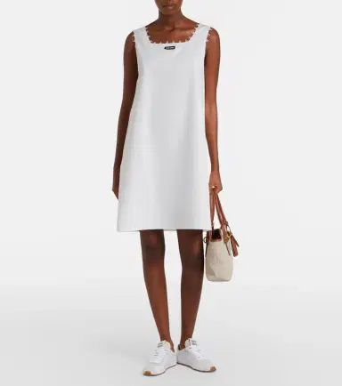 Miu Miu Embroidered cotton and linen minidress | Thumbnail 2
