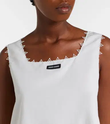 Miu Miu Embroidered cotton and linen minidress | Thumbnail 3