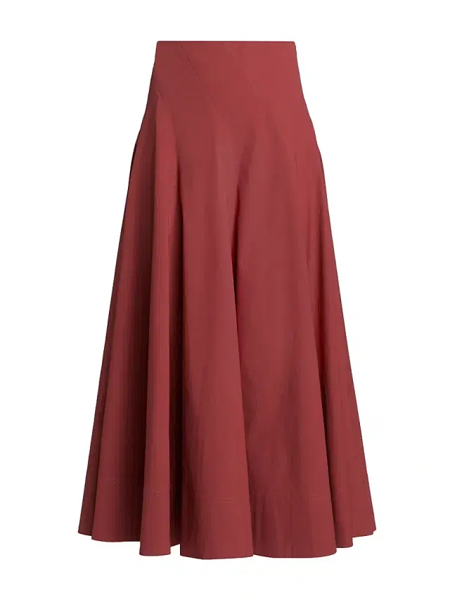 A.L.C. Women's Gemma Stretch-Cotton A-Line Midi-Skirt - Apple Butter