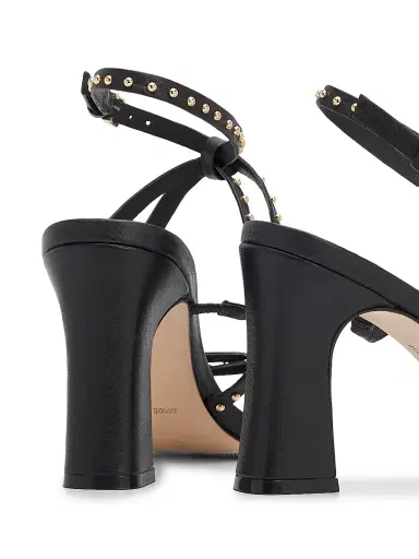 Cinq à Sept Women's Blair 95MM Studded Leather Sandals - Black Gold - Size 10 | Thumbnail 3