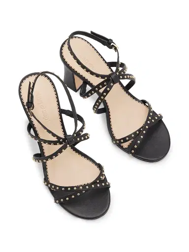Cinq à Sept Women's Blair 95MM Studded Leather Sandals - Black Gold - Size 10 | Thumbnail 4